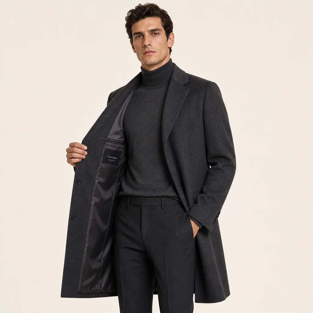 Midnight Navy Wool Overcoat
