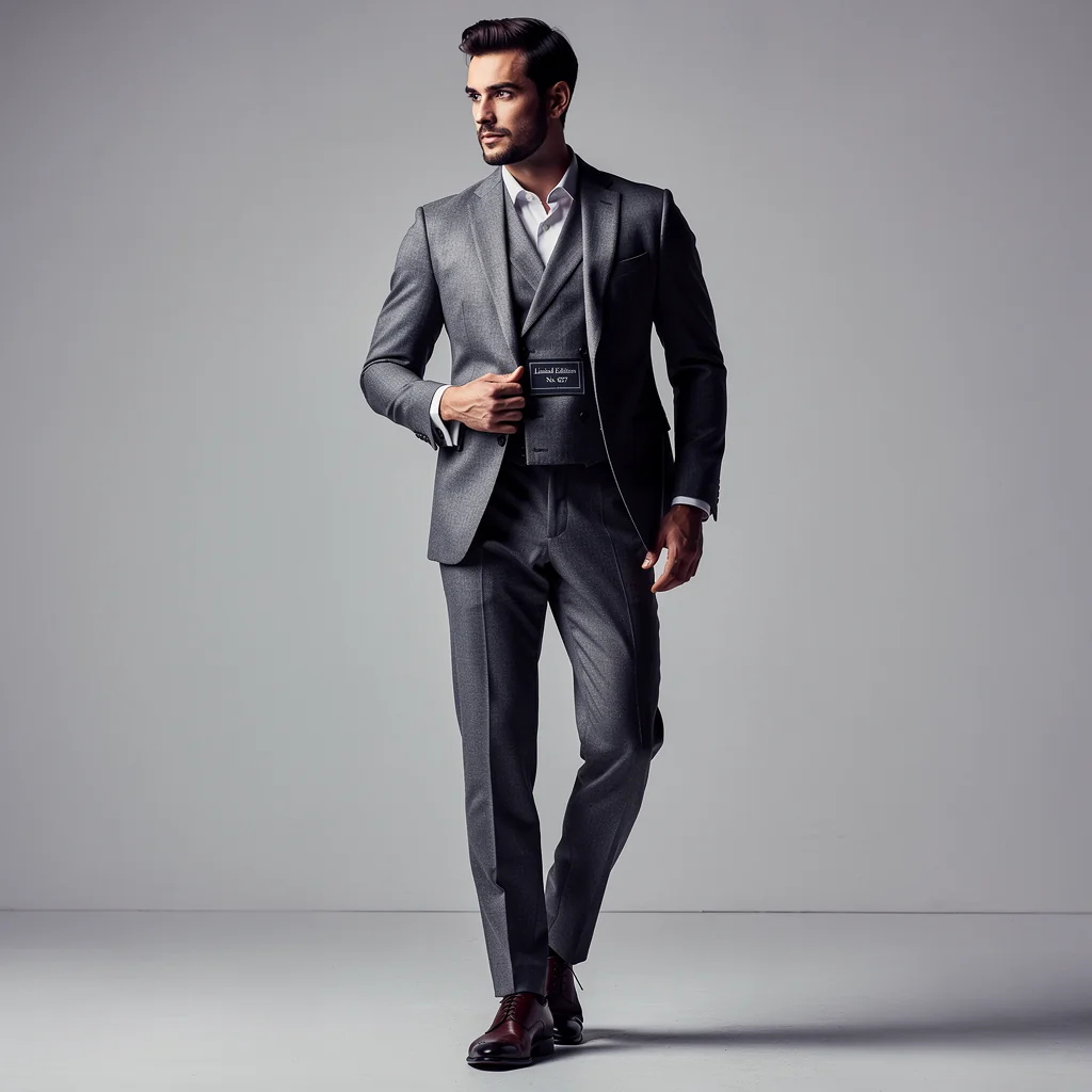 Charcoal Wool Tailored Suit